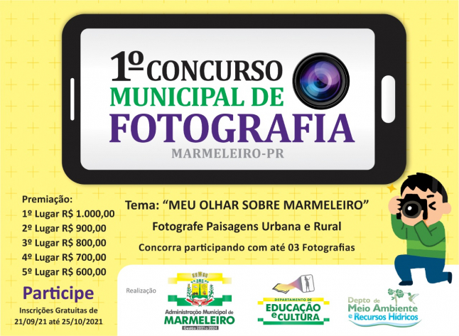 1º Concurso Municipal de Fotografia de Marmeleiro encerra inscrições na próxima&nbsp;segunda-feira