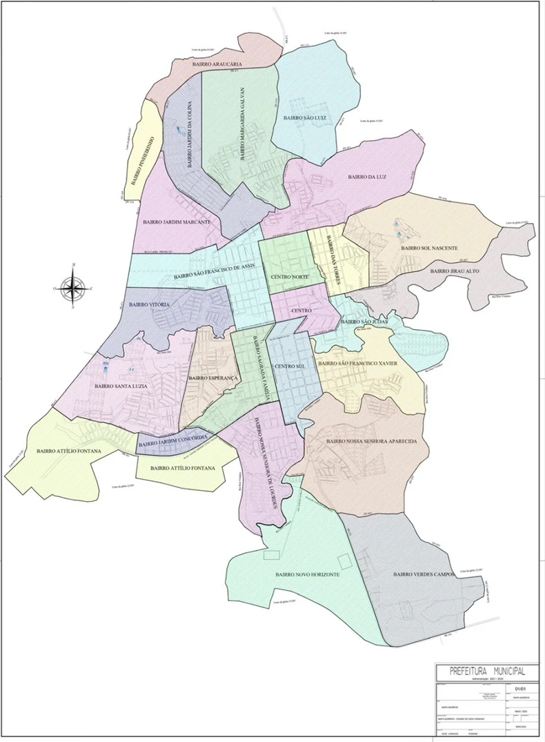 Dois Vizinhos terá novo mapa urbano com 27&nbsp;bairros